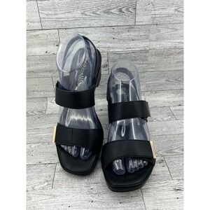 PATRIZIA by Spring Step Black Wedge‎ Sandals Womens 9W Comfort Ankle Strap